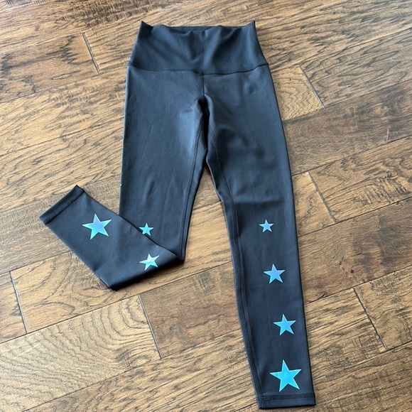 Wildfox Black Leggings with holographic star accents - Picture 1 of 5